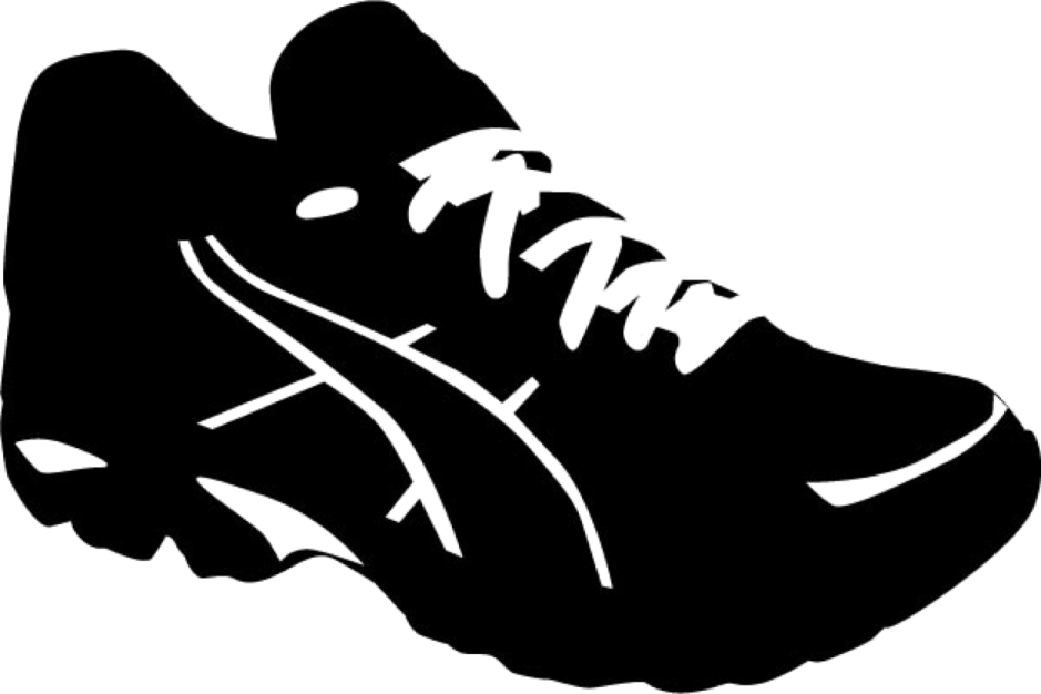 a black and white silhouette of a shoe