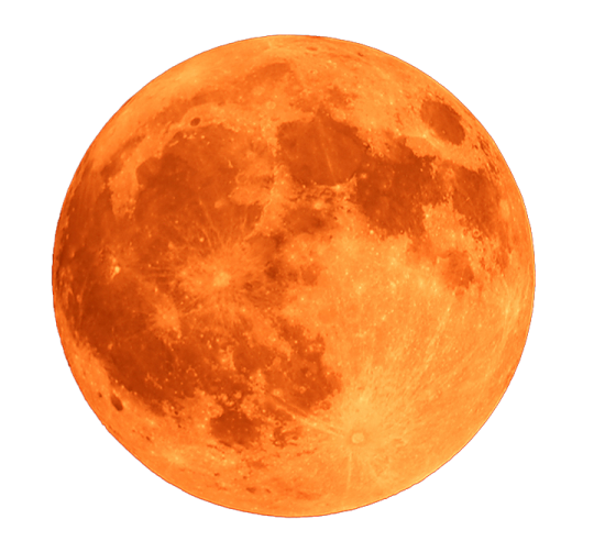 an orange full moon with a white background
