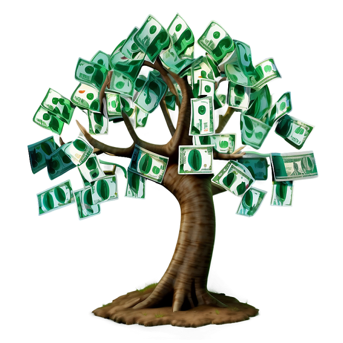 a money tree with dollar bills on it