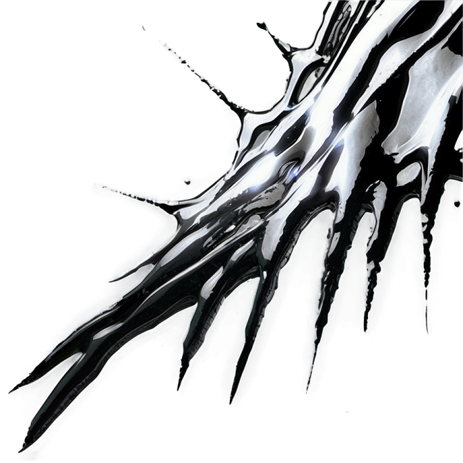 a black and white painting on a white background