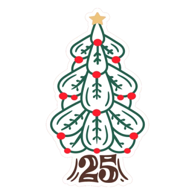 a christmas tree with the number 25 on it
