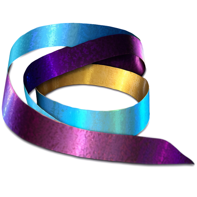 a pair of purple and blue ribbons