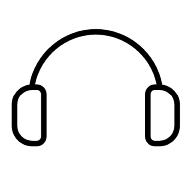 a black and white icon of headphones
