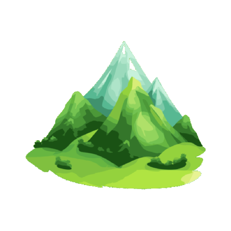 a green mountain with trees on it
