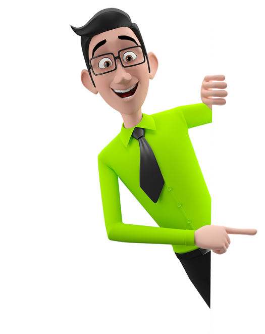 a cartoon man in a green shirt and black tie