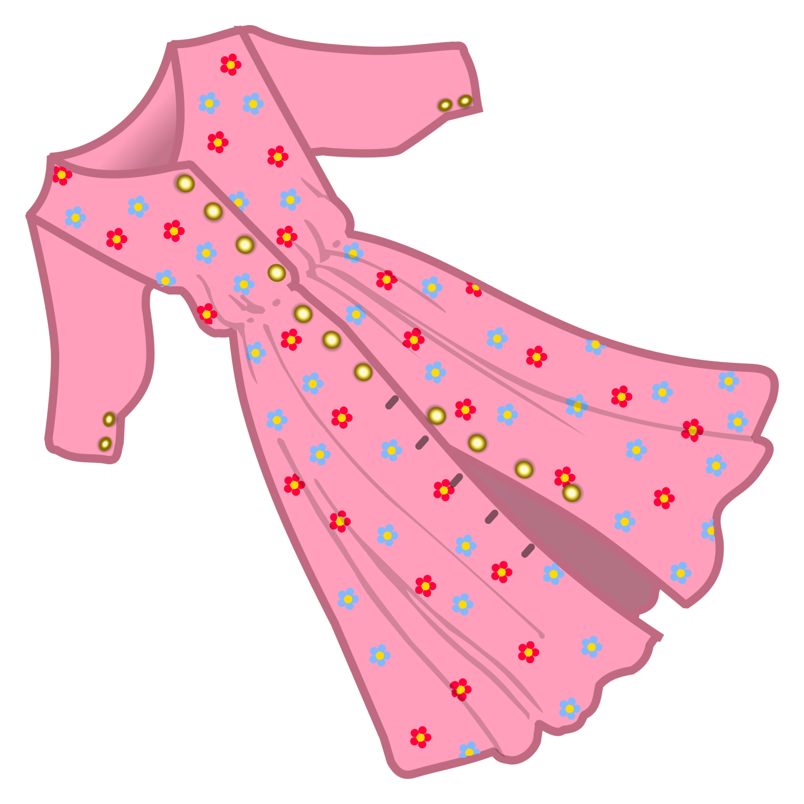 a pink dress with colorful flowers on it