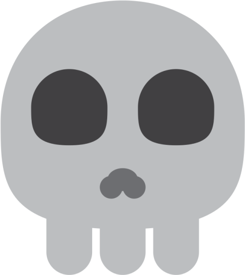 a gray skull with black eyes