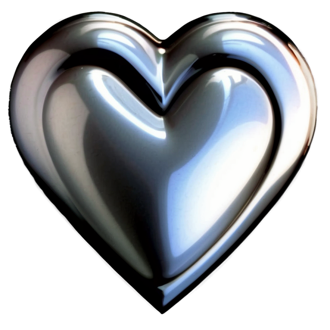 a silver heart on a white background