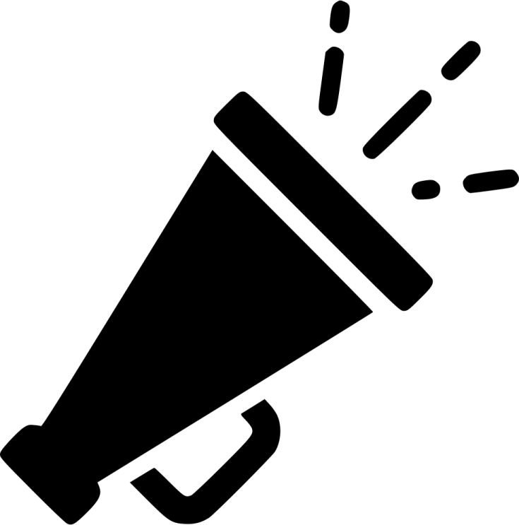 a black and white icon of a megaphone