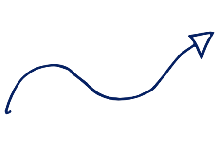 a line graph with an arrow pointing upward