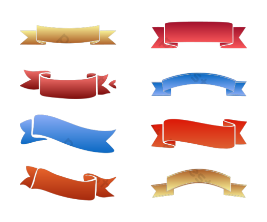 a set of different colored ribbons