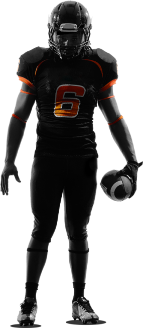 a silhouette of a football player holding a ball