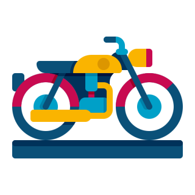 a motorcycle icon on a white background