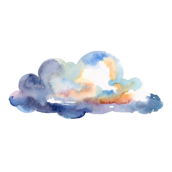 a watercolor painting of clouds on a white background