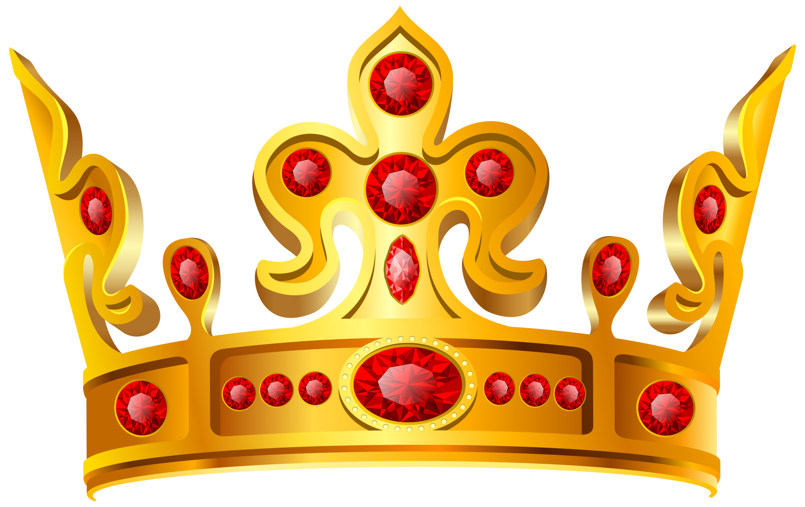 a gold crown with red stones