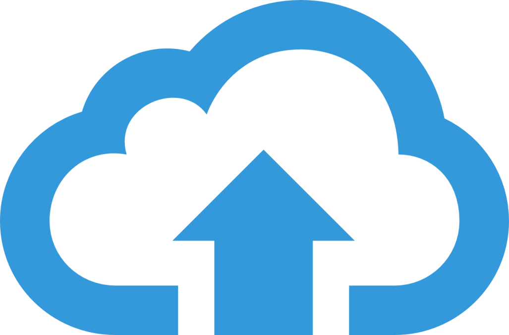 a blue cloud with an arrow pointing up