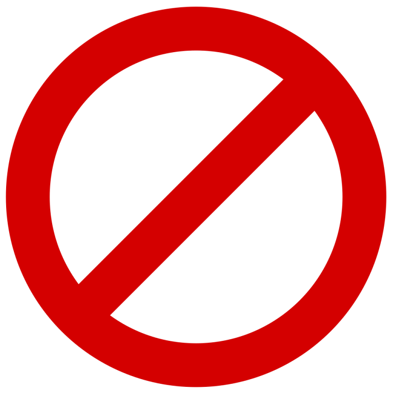 a red prohibition sign on a white background