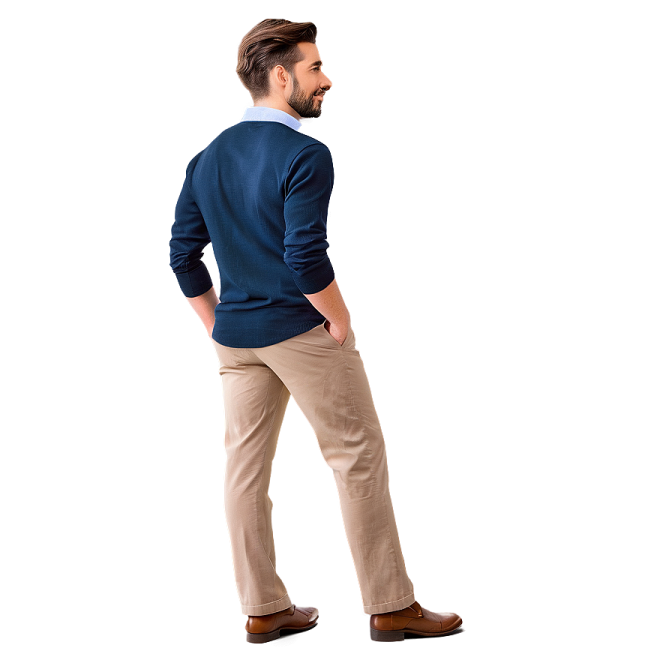a man standing with his back to the camera