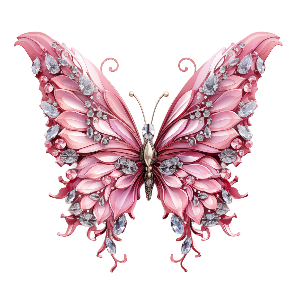 a pink butterfly on a white background