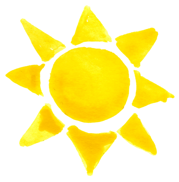 watercolor drawing of a sun