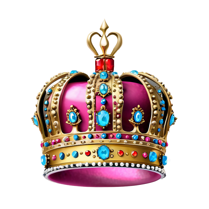 a pink and gold crown with jewels