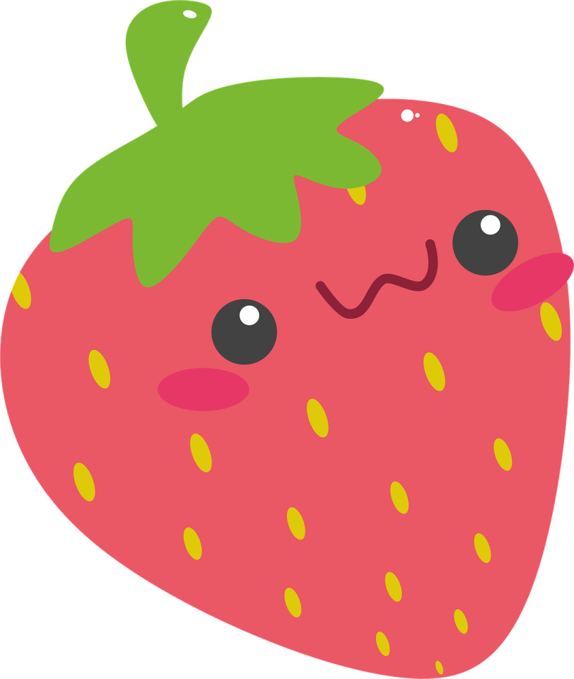 a strawberry with a green leaf on it