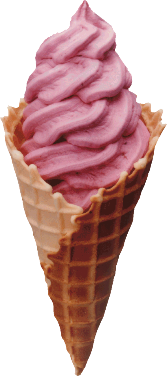 a pink ice cream in a cone