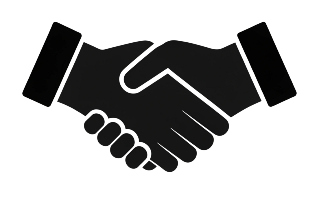 two hands shaking over a white background