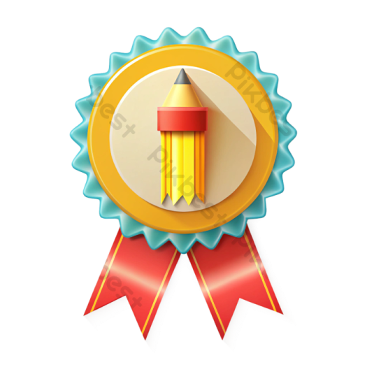 a gold medal with a red ribbon around it