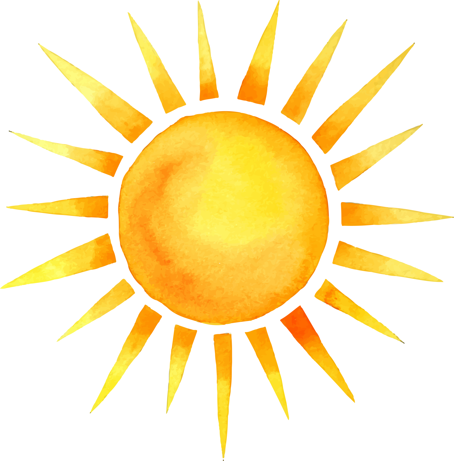 a watercolor sun on a white background