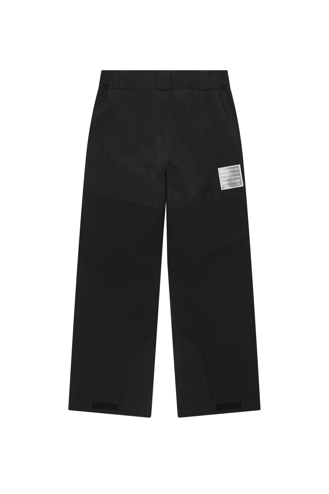 a picture of a black shorts with a white logo on the side