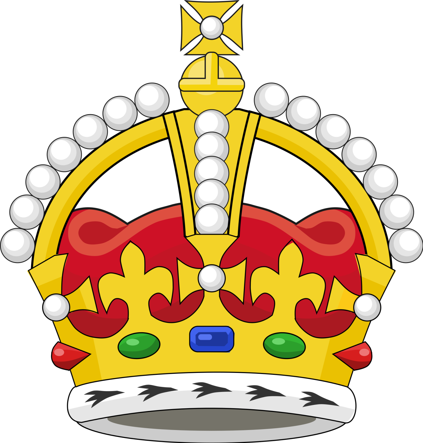 a cartoon crown with red and yellow colors