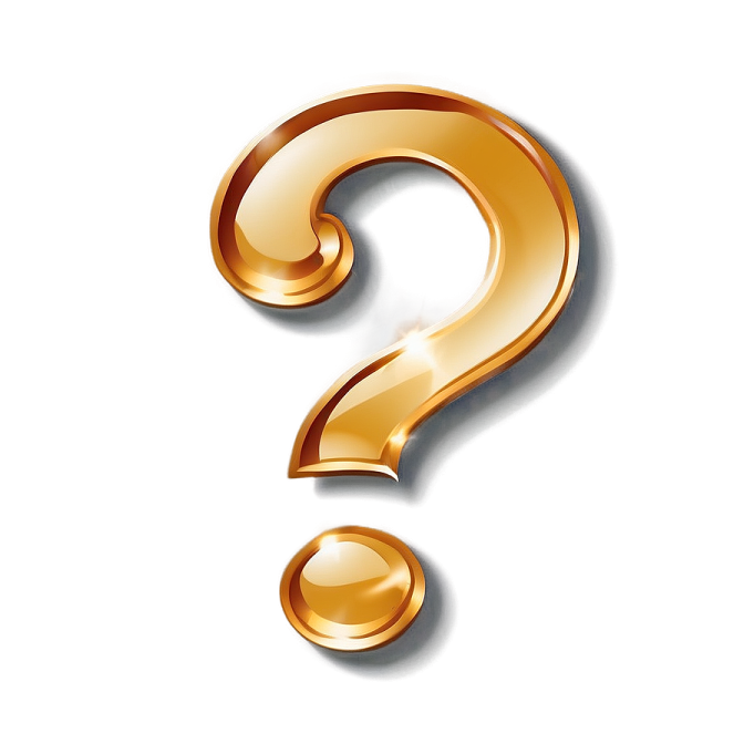 a gold question sign on a white background