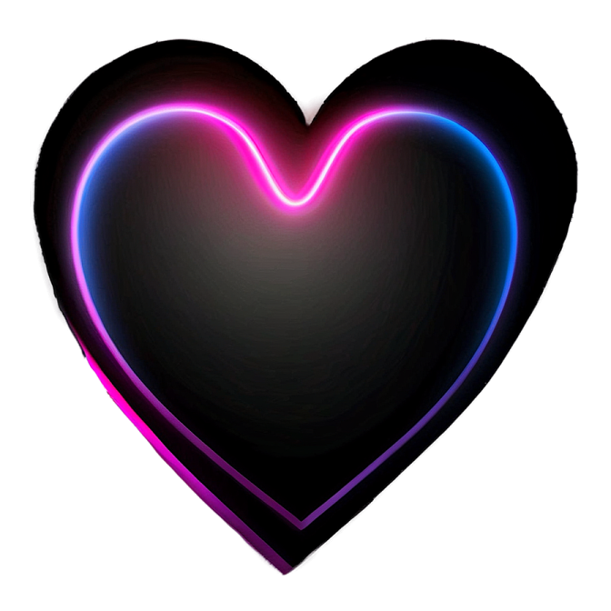 a black heart with neons on it