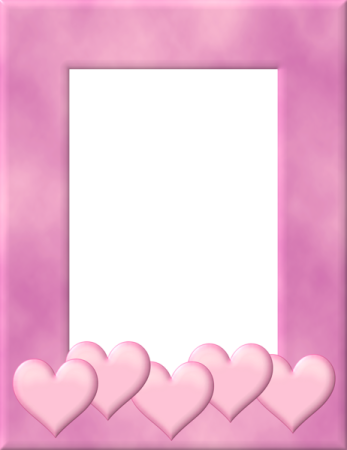 a pink frame with hearts on it