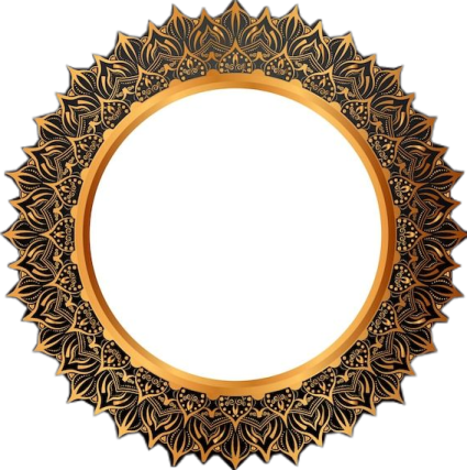 a circular gold frame with an ornate pattern
