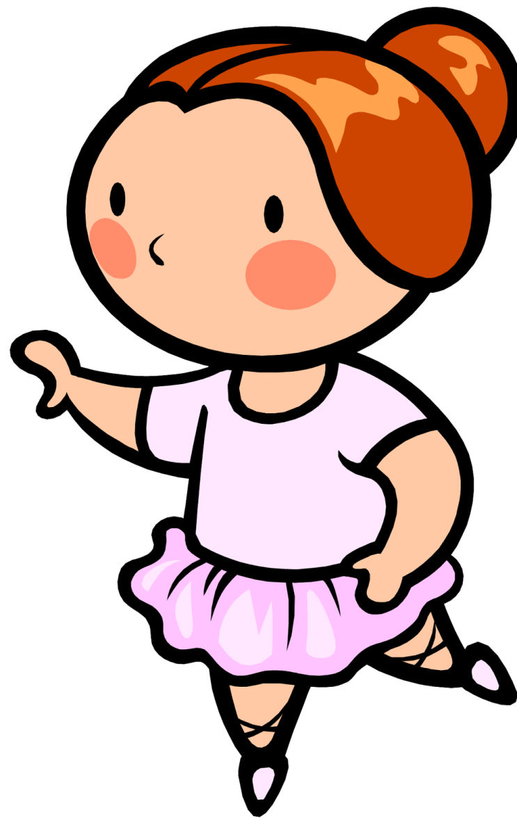 a little girl in a pink dress dancing