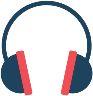 a headset with red and blue headphones