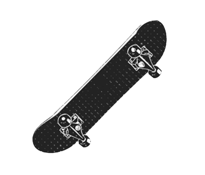 a skateboard with skulls on it