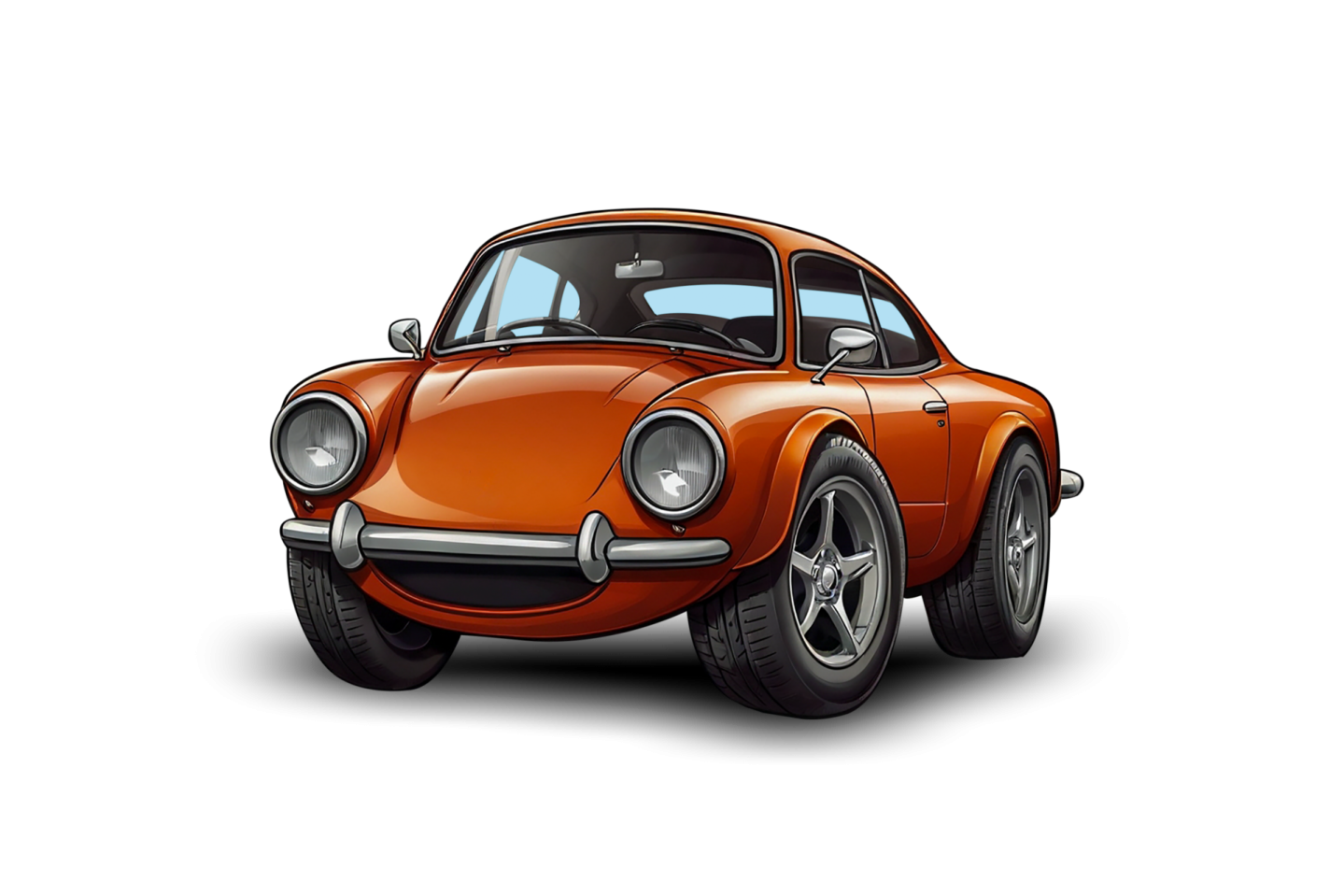 an orange car on a white background