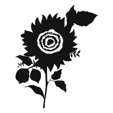 a black and white silhouette of a sunflower