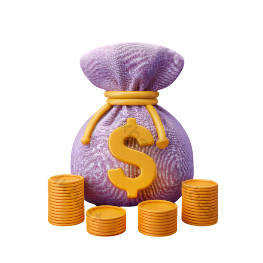 a bag of coins with a dollar sign