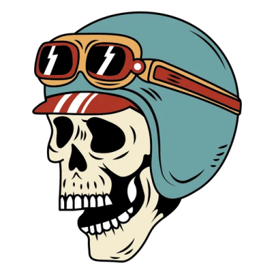 a skull wearing a helmet and sunglasses