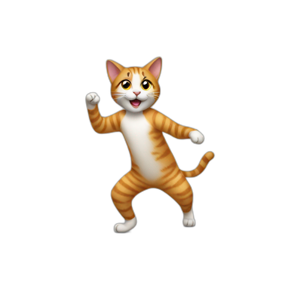 an orange and white cat standing on its hind
