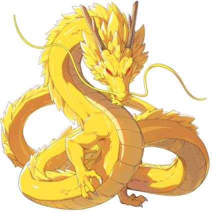 a drawing of a yellow dragon