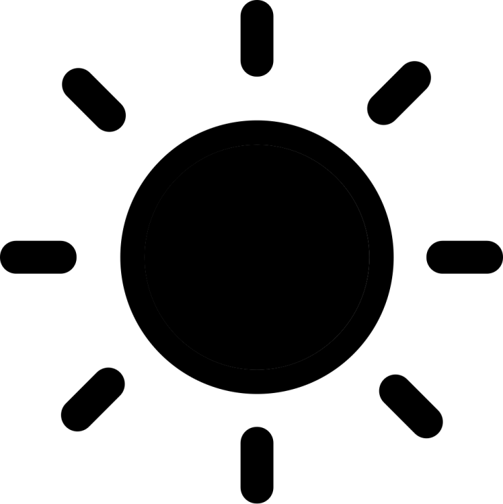 a black and white sun icon