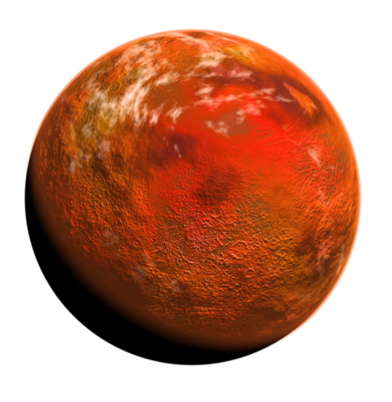 an orange planet with a white background