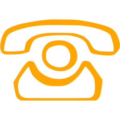 an orange phone icon with a white background