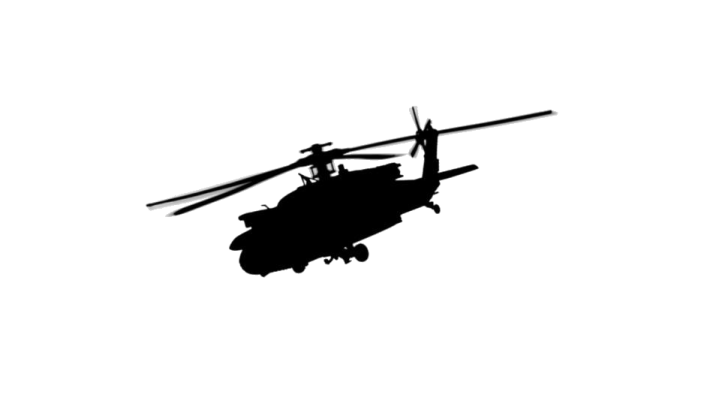 a silhouette of a helicopter flying in the sky