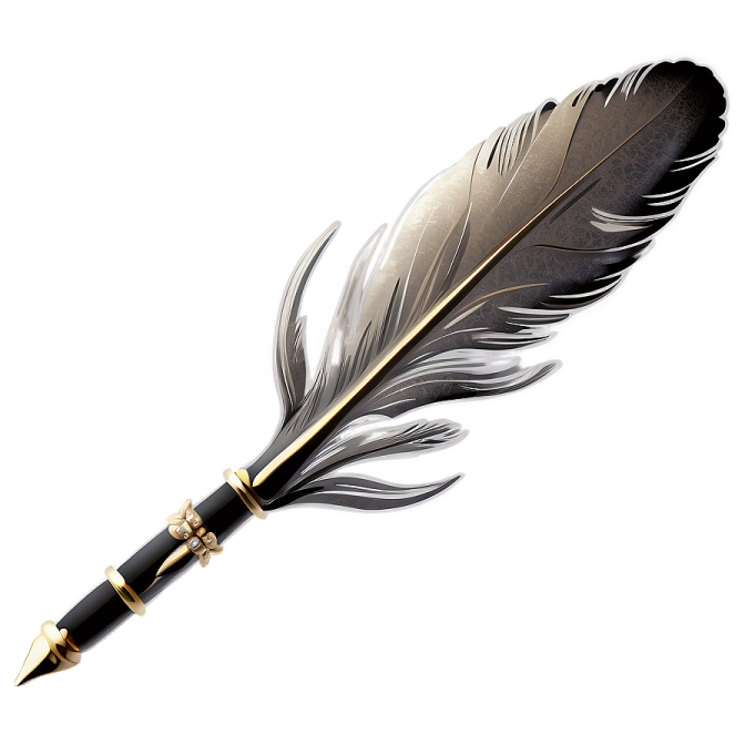 a pen with a feather on it